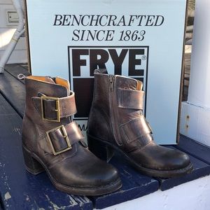 Frye Sabrina Double Buckle Leather Boots 6